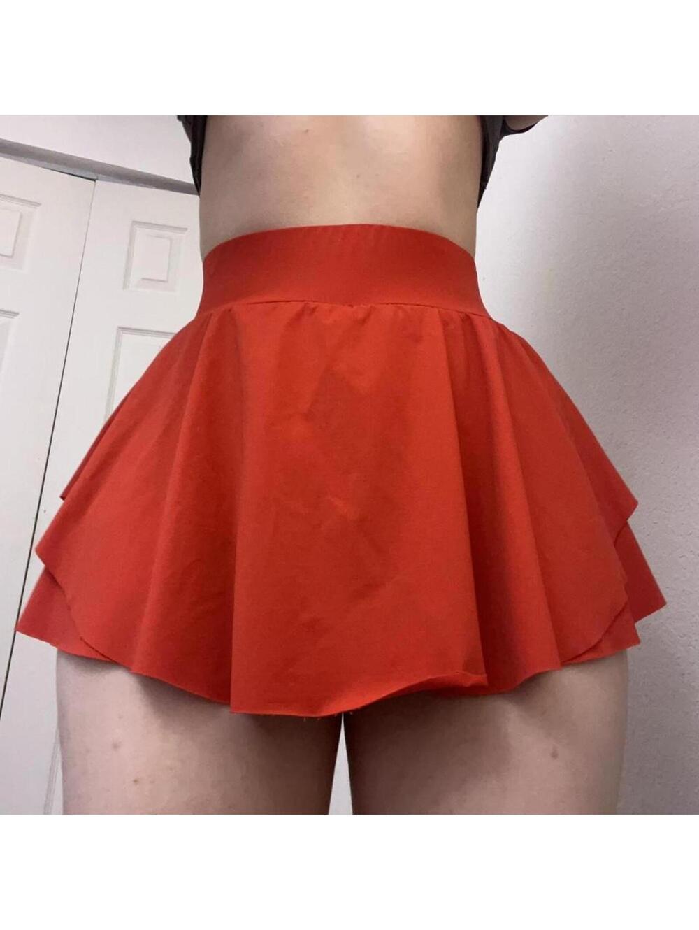 red mini skirt